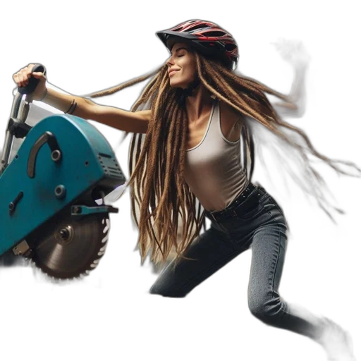 hair, concept art, photorealistic, 3d render, woman, dreadlocks, operates, circular transparent PNG cut-out