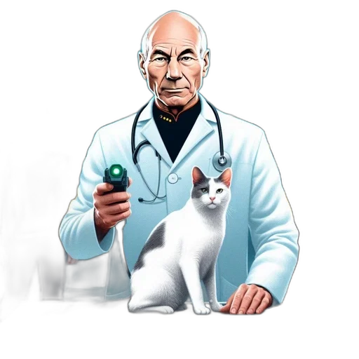 staff, concept art, pixel art, comic book art, photorealistic, older, man, lab transparent PNG cut-out
