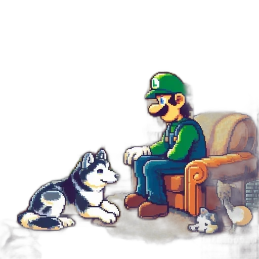 animal, furniture, pixel art, concept art, watercolor, cartoon, green, monochrome transparent PNG cut-out