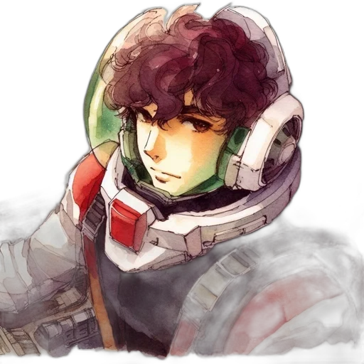 face, robot, watercolor, concept art, pixel art, anime, outer space, red transparent PNG cut-out