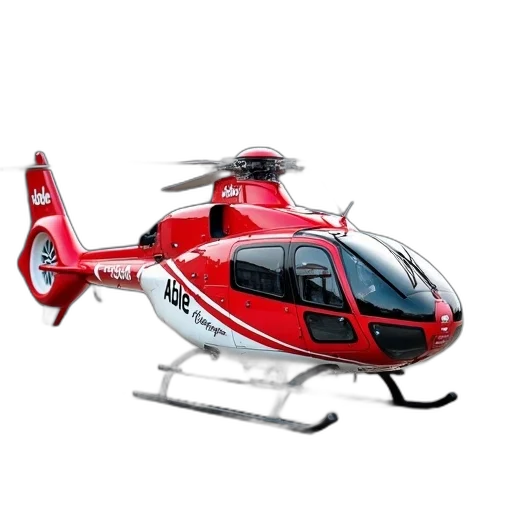 3d render, red, white, helicopter, words, able, helicopters, side transparent PNG cut-out