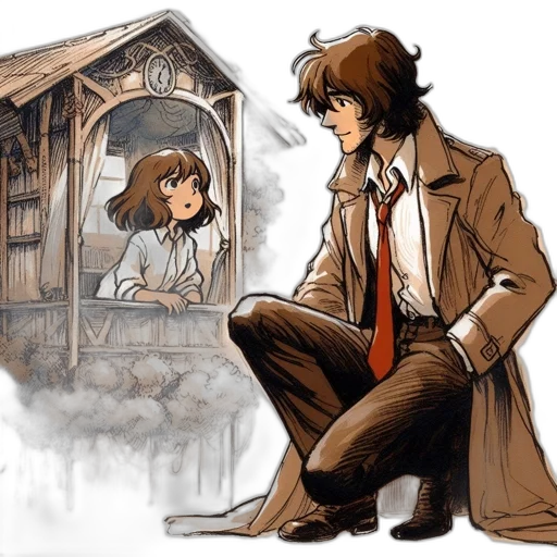concept art, comic book art, watercolor, anime, fog, snow, city street, rain transparent PNG cut-out
