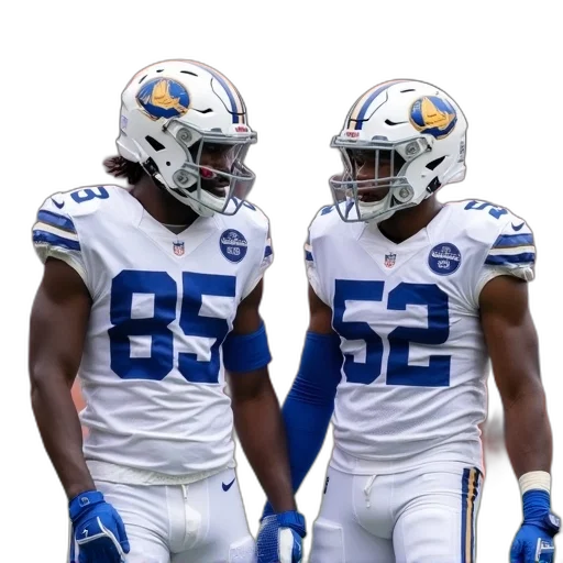 two, football, players, standing, field, engaged, conversation, one transparent PNG cut-out