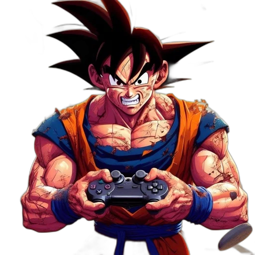 weapon, concept art, pixel art, 3d render, comic book art, animated, character, goku transparent PNG cut-out