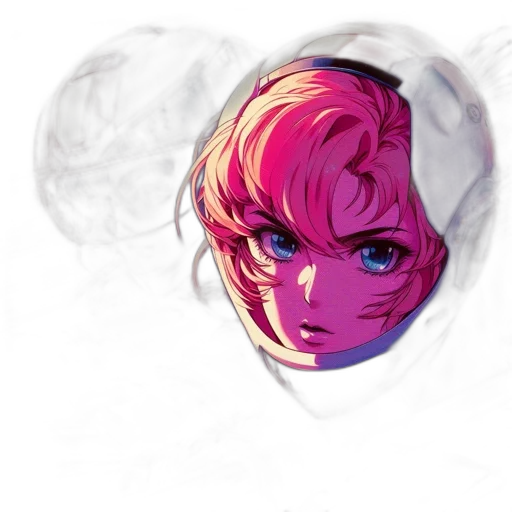 face, mask, crown, hair, concept art, watercolor, anime, vaporwave transparent PNG cut-out