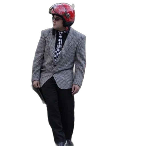 jacket, hat, staff, robot, 3d render, cyberpunk, concept art, person transparent PNG cut-out