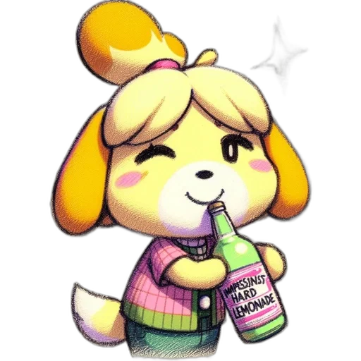 bottle, animal, staff, jacket, pixel art, vaporwave, watercolor, concept art transparent PNG cut-out