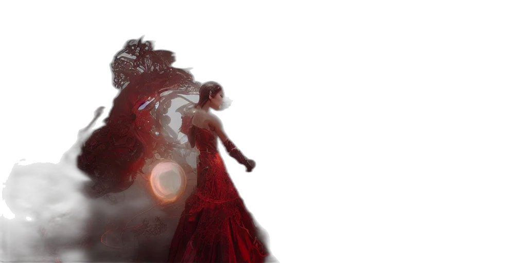 dress, concept art, fire, outer space transparent PNG cut-out