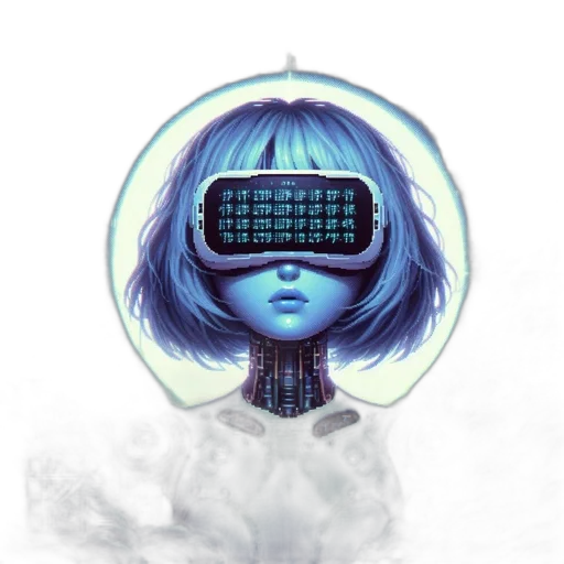 robot, mask, face, cyberpunk, concept art, pixel art, vaporwave, outer space transparent PNG cut-out