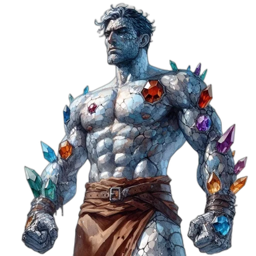 jewelry, weapon, concept art, fantasy art, pixel art, comic book art, blue, muscular transparent PNG cut-out