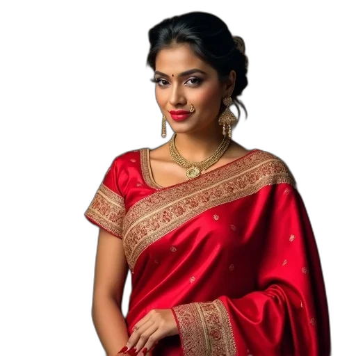 jewelry, dress, staff, red, woman, wearing, traditional, indian transparent PNG cut-out