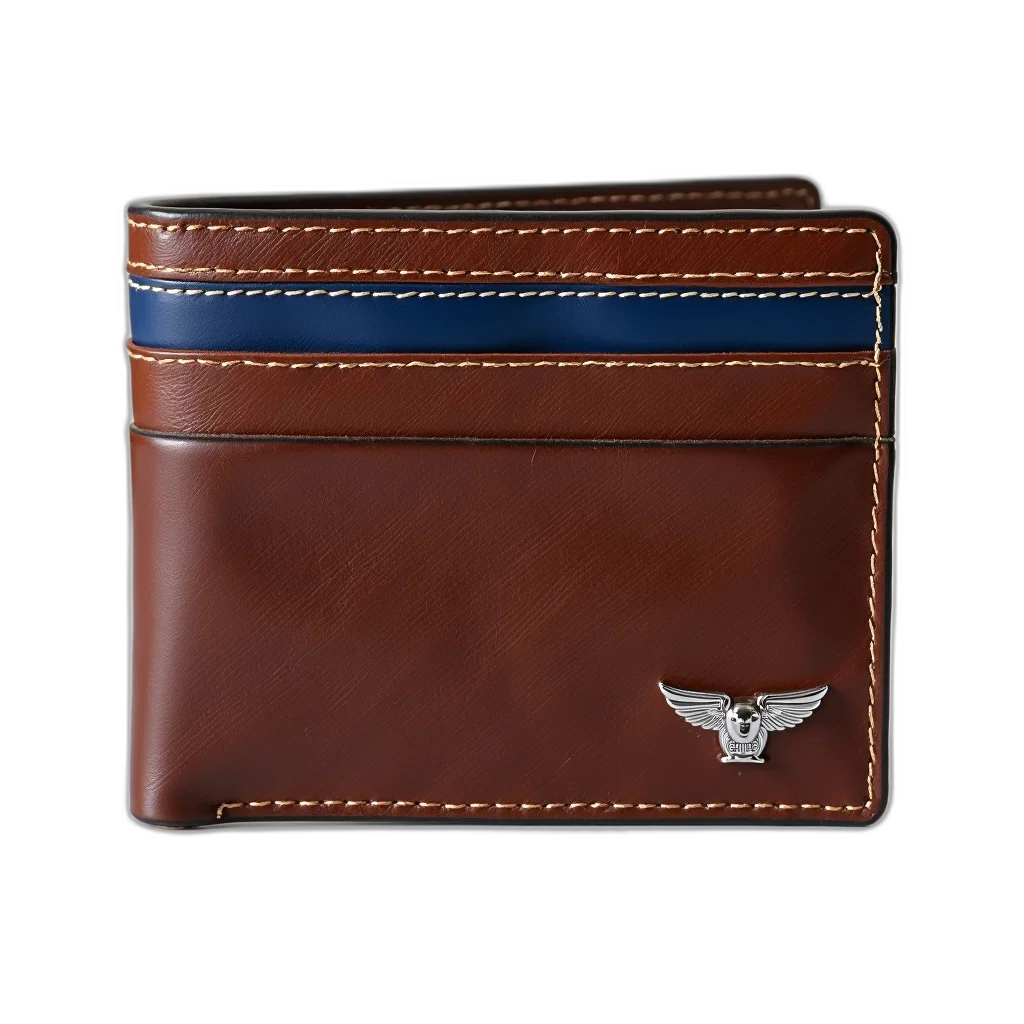 brown, leather, wallet, blue, stripe, design, back, silver transparent PNG cut-out