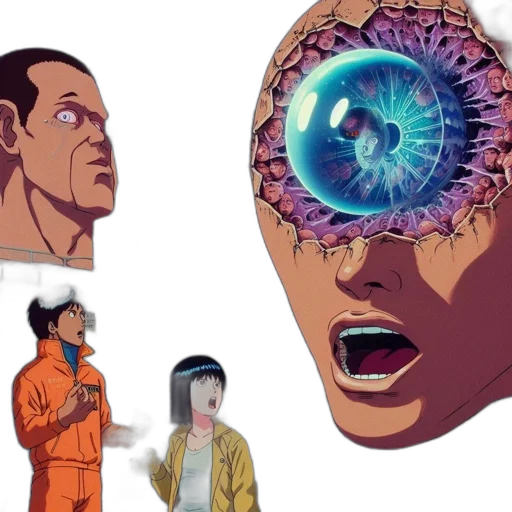 mask, face, creature, concept art, comic book art, anime, cyberpunk, outer space transparent PNG cut-out