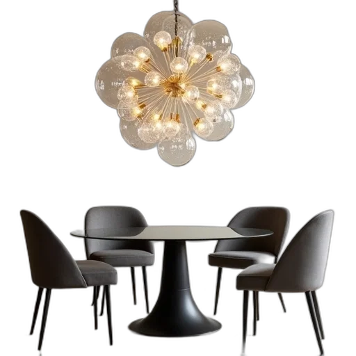 furniture, 3d render, monochrome, earth tones, dark, modern, dining, room transparent PNG cut-out