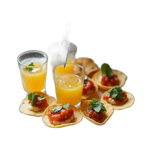 food, photorealistic, 3d render, white, plate, variety, appetizers, displayed transparent PNG cut-out