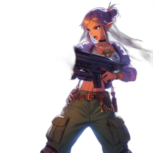 weapon, staff, concept art, cyberpunk, anime, pixel art, fire, blue transparent PNG cut-out