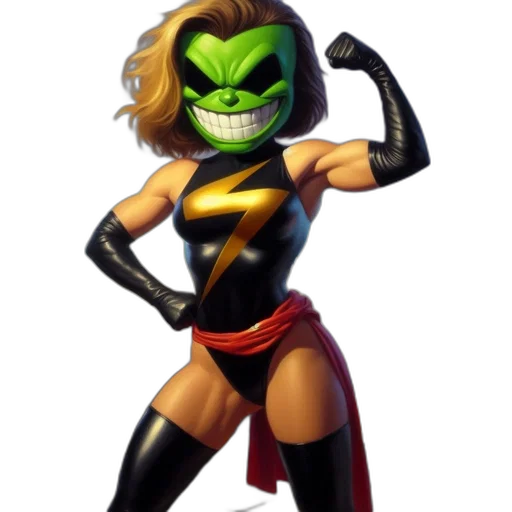 mask, concept art, comic book art, 3d render, pixel art, green-masked, female, superhero transparent PNG cut-out