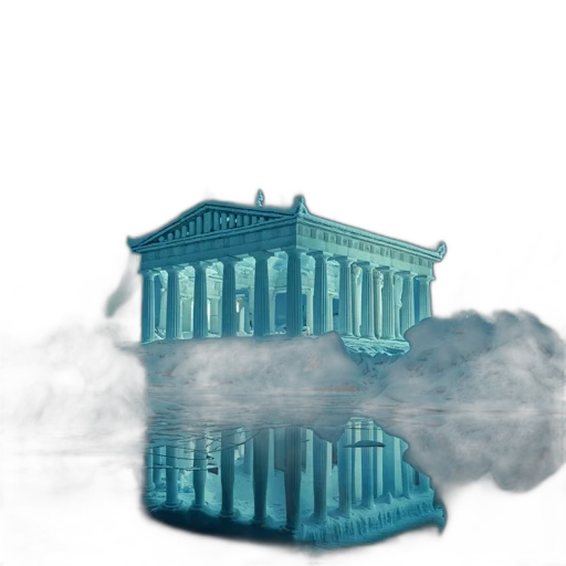 building, concept art, 3d render, vaporwave, photorealistic, fog, blue, aurora transparent PNG cut-out