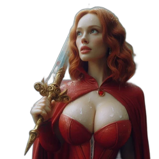 dress, comic book art, fantasy art, concept art, 3d render, red, woman, vivid transparent PNG cut-out