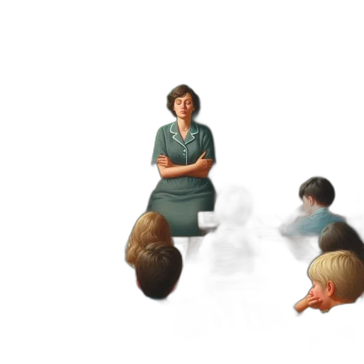 staff, 3d render, concept art, pixel art, photorealistic, teacher, vintage, classroom transparent PNG cut-out