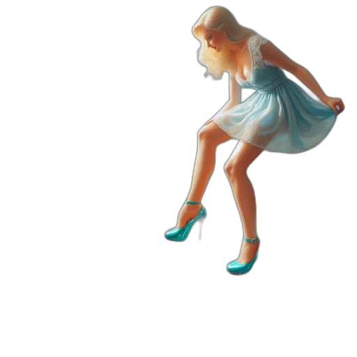 shoes, dress, 3d render, concept art, pixel art, photorealistic, underwater, pastel transparent PNG cut-out