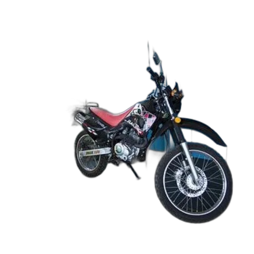 3d render, photorealistic, concept art, black, red, motorcycle, parked, front transparent PNG cut-out