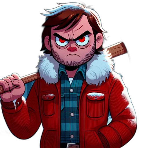 jacket, staff, face, comic book art, concept art, cartoon, pixel art, animated transparent PNG cut-out