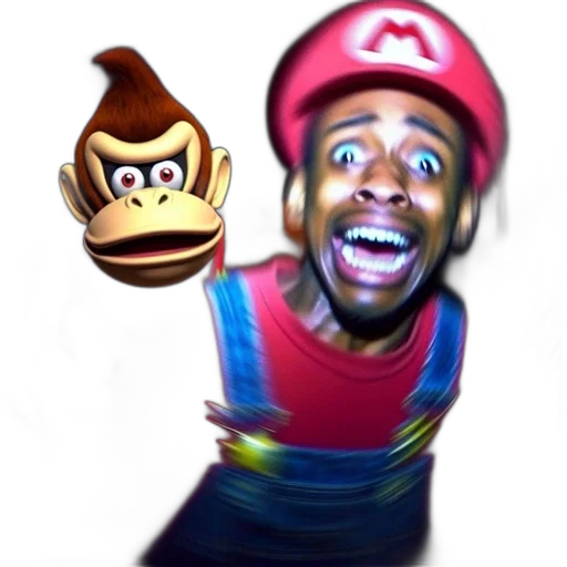 animal, creature, concept art, 3d render, mario, donkey, kong, depicted transparent PNG cut-out