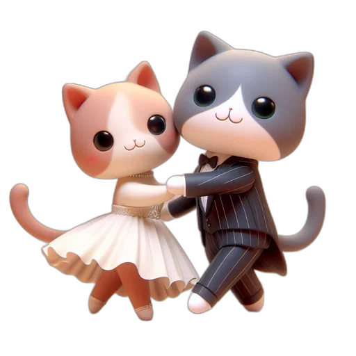 concept art, 3d render, oil painting, pixel art, monochrome, two, anthropomorphic, cats transparent PNG cut-out
