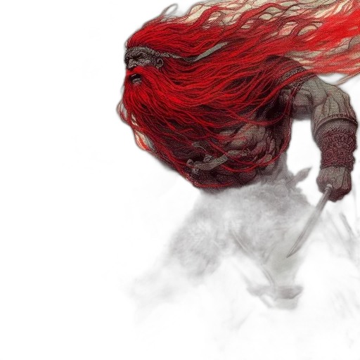 hair, creature, concept art, fantasy art, comic book art, 3d render, red, intense transparent PNG cut-out