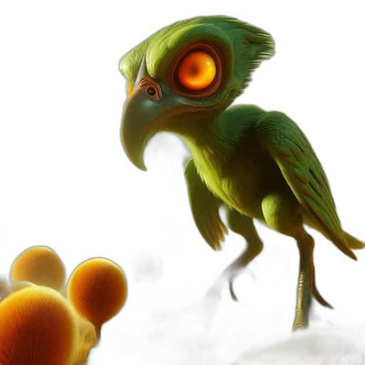 creature, concept art, 3d render, green, vivid, scene, features, giant transparent PNG cut-out