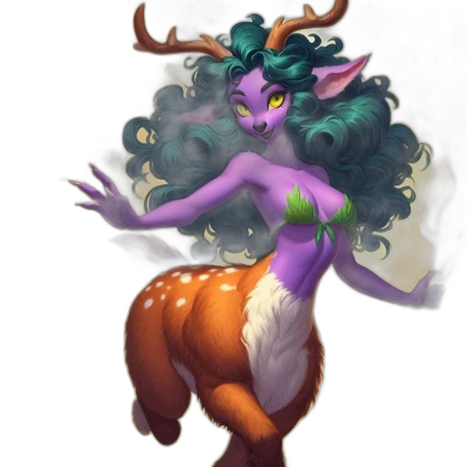 creature, fantasy art, concept art, pixel art, watercolor, green, fantastical, deer-like transparent PNG cut-out