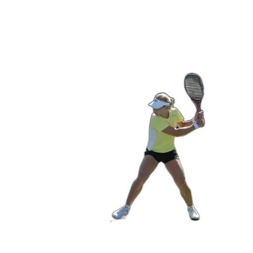 3d render, female, tennis, player, yellow, shirt, black, shorts transparent PNG cut-out