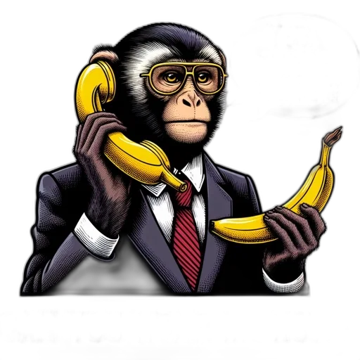 animal, staff, concept art, cartoon, comic book art, anthropomorphized, chimpanzee, attired transparent PNG cut-out
