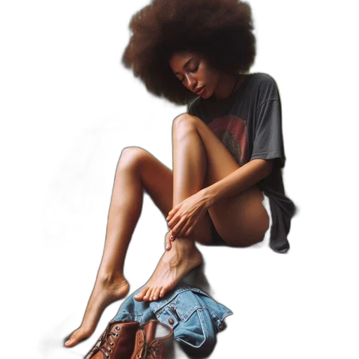 shoes, hair, dress, photorealistic, concept art, oil painting, watercolor, earth tones transparent PNG cut-out