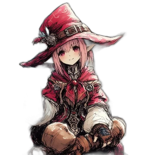 hat, staff, weapon, dragon, fantasy art, concept art, pixel art, anime transparent PNG cut-out
