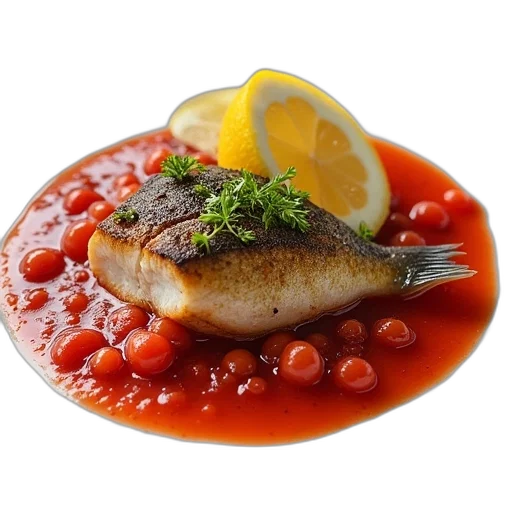 food, photorealistic, 3d render, red, dish, herring, cavia, lemon transparent PNG cut-out