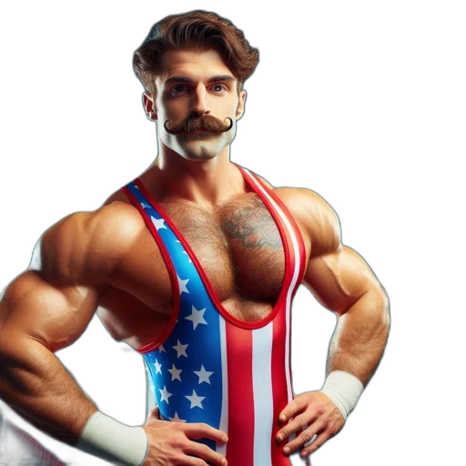 concept art, photorealistic, cartoon, 3d render, robust, man, american, flag transparent PNG cut-out