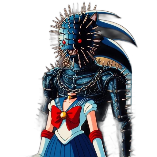 dress, robot, mask, crown, concept art, anime, vaporwave, fantasy art transparent PNG cut-out