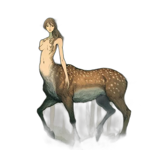 animal, creature, staff, dress, concept art, fantasy art, 3d render, watercolor transparent PNG cut-out