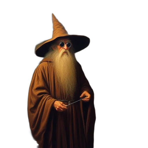 hat, staff, mask, creature, concept art, fantasy art, 3d render, pixel art transparent PNG cut-out