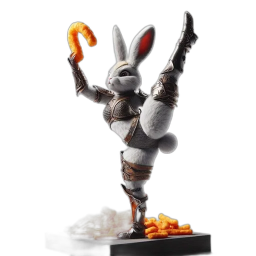 robot, food, concept art, 3d render, anthropomorphic, rabbit, wearing, intricate transparent PNG cut-out