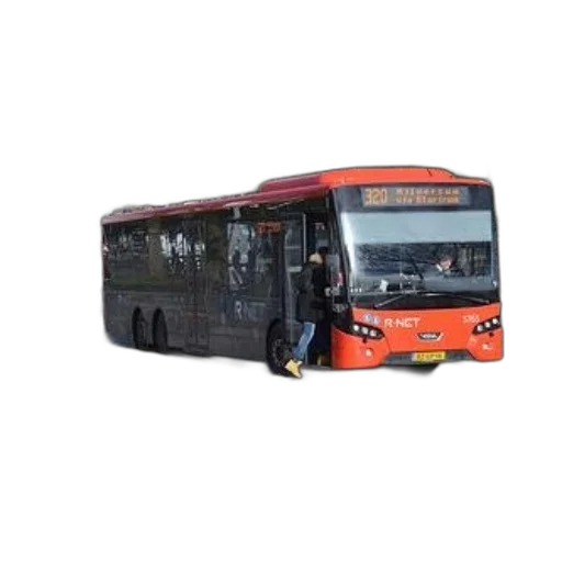 staff, 3d render, photorealistic, red, black, bus, number, 320 transparent PNG cut-out