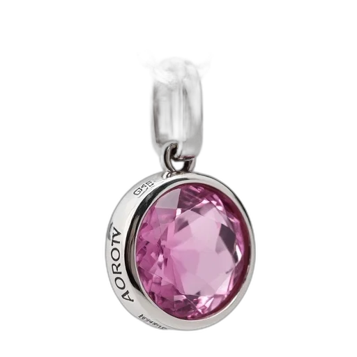 jewelry, silver, necklace, large, round, pink, gemstone, pendant transparent PNG cut-out
