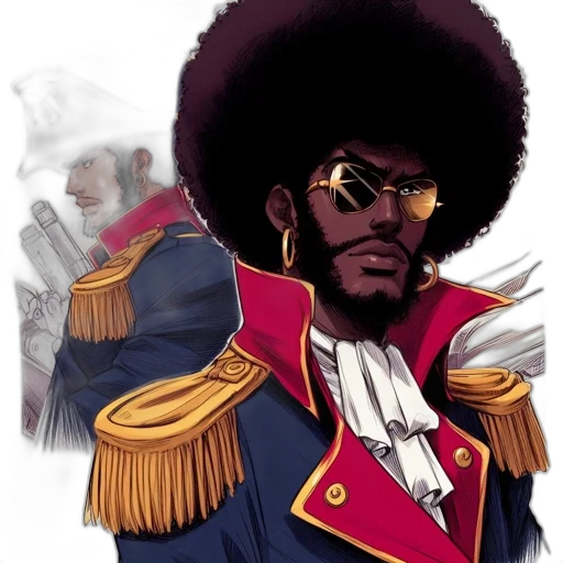 crown, jacket, staff, face, cartoon, concept art, comic book art, anime transparent PNG cut-out