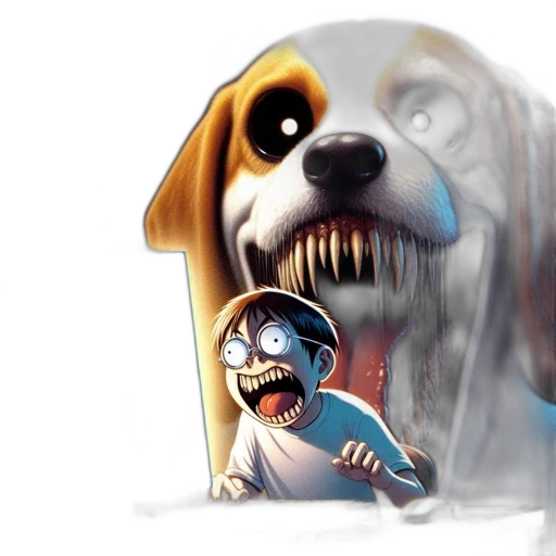 creature, animal, concept art, comic book art, photorealistic, 3d render, frightened, boy transparent PNG cut-out