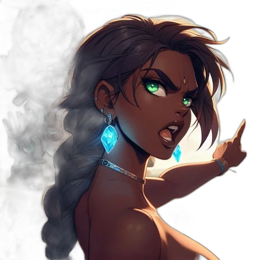 jewelry, face, staff, fantasy art, concept art, anime, cyberpunk, neon lights transparent PNG cut-out