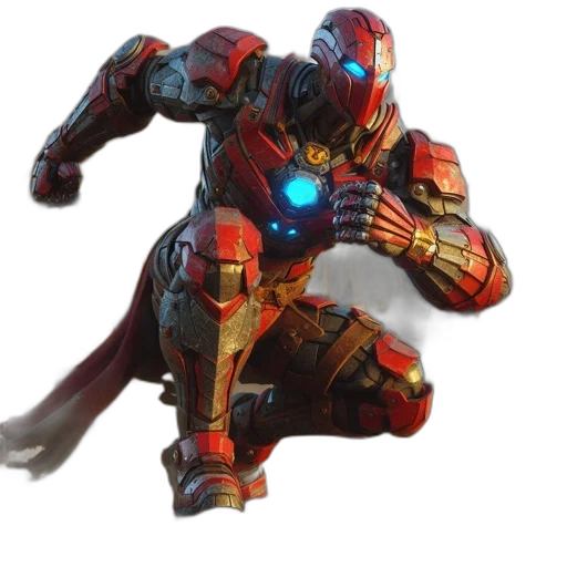 robot, weapon, mask, sword, concept art, 3d render, comic book art, pixel art transparent PNG cut-out