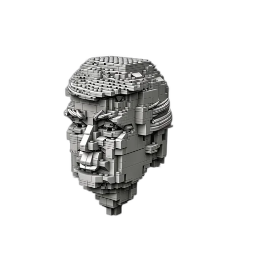 robot, face, mask, crown, 3d render, cyberpunk, pixel art, photorealistic transparent PNG cut-out