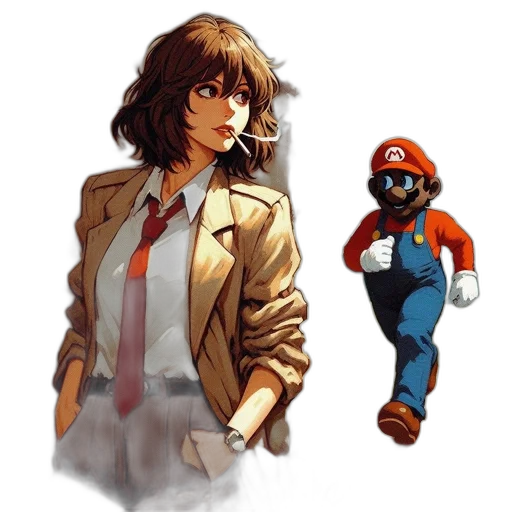 jacket, concept art, pixel art, comic book art, watercolor, red, blue, woman transparent PNG cut-out